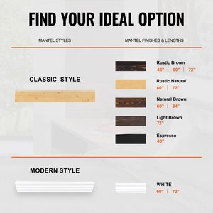 Cornice per Caminetto in Legno Naturale 60'' X 8'', Capacità di Carico 50 Libbre, Set di Accessori per Caminetto Sospeso Stile Rustico - Product Image 6