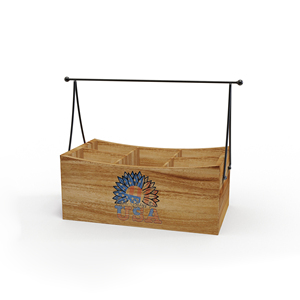 Wooden Storage <b>Caddy</b> with American Flag Design Rustic Rectangular Organizer for Living Room Sundries - Product Image 2