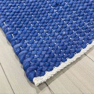 Alfombra de Lana Azul Hecha a Mano, Gruesa, de Pelo Corto, Ecológica, Antideslizante, Apta para Mascotas, con Diseño Moderno Abstracto, para Oración y Decoración del Hogar - Product Image 1