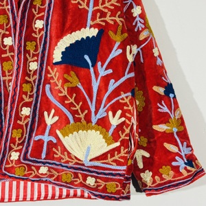 <b>Red</b> <b>Velvet</b> Suzani <b>Jacket</b> • Boho Embroidered Floral Coat • Handmade Festival Wear • Artisan Bohemian Outerwear - Product Image 4