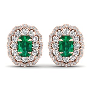 REYES Cushion Cut 4.95 Carat <b>Emerald</b> Gemstone <b>Earrings</b> For Women 14K Gold IGI Certified Diamond Screw Back <b>Stud</b> <b>Earrings</b> - Product Image 2