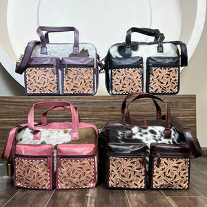New Arrival 2026 <b>Tooled</b> & Cowhide <b>Leather</b> Nappy Bags Multifunctional Mummy Diaper Bags with Zipper Pockets Baby Travel Organizer - Product Image 3