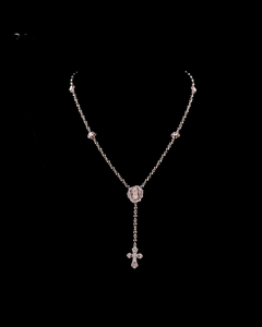 925 Silver Moissanite Religious Pendant Necklace With <b>Cross</b> And Beaded <b>Chain</b> For Catholicism Ceremonies Unisex Style - Product Image 4