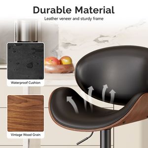 Set di sgabelli da Bar girevoli in altezza regolabile 1 sedile sgabelli da Bar in legno curvato in pelle - Product Image 4