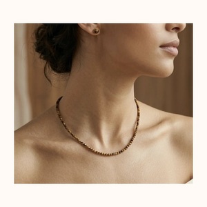 Collar de Piedras Naturales Facetadas de 2 mm, Delicado Collar de Cuentas Redondas para Mujer - Product Image 4