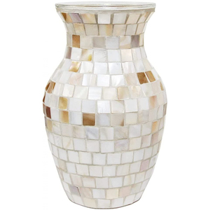 Mother of Pearl Flower Vase Handcrafted Bone Inlay Capiz Shell <b>Mosaic</b> Flower Pot for Modern Living Room Hotel And Wedding <b>Table</b> - Product Image 5