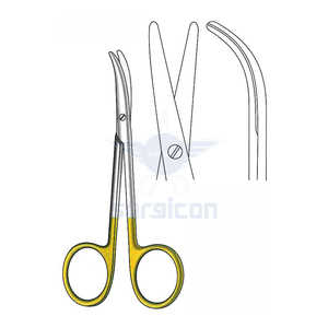 กรรไกรผ่าตัด Fomon ขนาด 11.5 ซม. / 4-1/2 นิ้ว แบบโค้ง สีทอง TC ผลิตจากเหล็กกล้าไร้สนิมคุณภาพสูง สำหรับการตัดที่แม่นยำ - Product Image 1