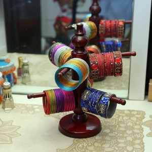 Wooden Jewelry Display Rack <b>Round</b> <b>Table</b> Top Storage Organizer Rustic Style Multifunctional Bangle Stand For Bangles Organization - Product Image 6