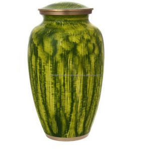 Urnas de cremación de latón clásicas y de alta calidad con hermoso diseño de revestimiento Color blanco y azul acabado para cenizas humanas - Product Image 6