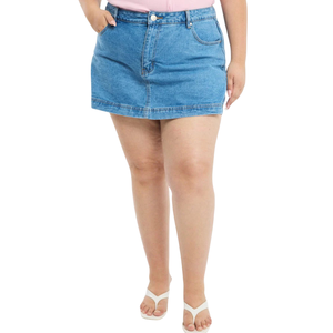 Jupe en jean pour femmes grandes tailles, tissu en gros, personnalisable, échantillon gratuit, meilleure qualité - Product Image 3