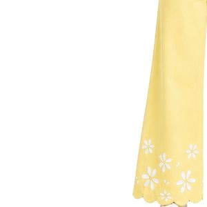 Pantalones Anchos de Mezclilla para Mujer, Color Amarillo Pastel, Bordados con Flores, Cintura Alta, Estilo Palazzo, Personalizables con Etiqueta Privada, Moda Casual - Product Image 3