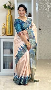 Sari de Seda Tussah de Diseño Indio, el Más Vendido, con Elegante Trabajo Jari, Estilo Étnico, Blusa de Exportación de Última Tendencia, Boutique Exclusiva - Product Image 4