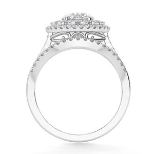 Round Cut Moissanite Double Halo Heavy Bridal Engagement <b>Set</b> <b>Ring</b> in 14K Yellow Gold Prong Setting for <b>Women</b> - Product Image 6