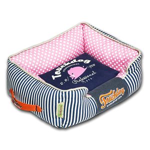 Cuccia Rettangolare per Cani a Righe Polka, Facile da Lavare, Letto per Animali Domestici alla Moda - Product Image 1