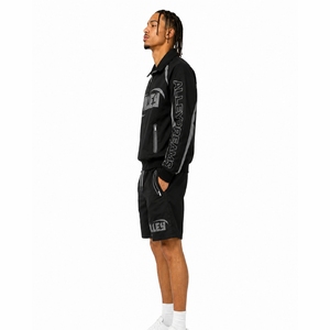 Private Label High Quality Custom Men's Relaxed Fit Breathable Spring Polyester Satin Tracksuit Set Solid Summer Jacket Short - Product Image 5