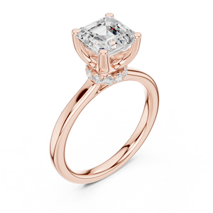 Anillo clásico con corte Asscher, halo de diamantes cultivados en laboratorio, oro rosa de 14k, joyería certificada GRA para bodas, fiestas y aniversarios. - Product Image 5