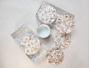 Juego de posavasos ecológicos con incrustaciones de concha natural, alfombrillas para café y té con incrustaciones de nácar, accesorios de mesa de nácar. - Product Image 2
