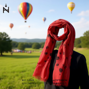 Sciarpa lunga stampata con mongolfiera Angelina 70x180 cm in cotone TR, accessorio moda per donna - Product Image 3