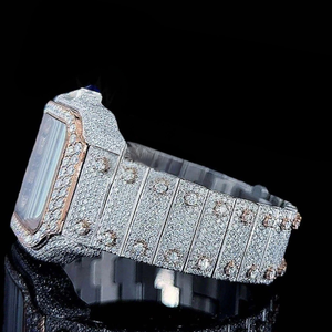 Reloj Mecánico Redondo de Lujo para Hombre, Acero Inoxidable, Incrustaciones de Diamantes, Esfera Luminosa, Cristal Mineral, 40.5mm, Cierre de Mariposa - Product Image 3
