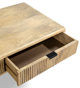 Modern <b>Solid</b> <b>Wood</b> Coffee Table With Storage Drawers Metal Frame Living Room Hotel Dining Room Furniture - Product Image 5