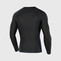 T-shirt de compression noir à manches longues pour homme, col rond, séchage rapide, respirant, écologique, en spandex et polyester, couche de base à manches complètes