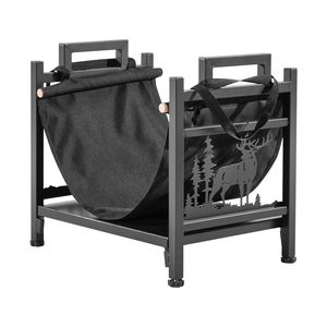 Support à bois de chauffage d'intérieur incurvé de 1,5 pi, style moderne, capacité de 40 lb, support en toile, acier thermolaqué, support de rangement pour bois - Product Image 1