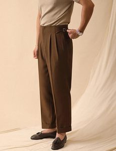 Pantalones Gurkha de Cintura Alta para Hombre, con Pliegues y Hebilla Lateral, Estilo Clásico Vintage - Product Image 3