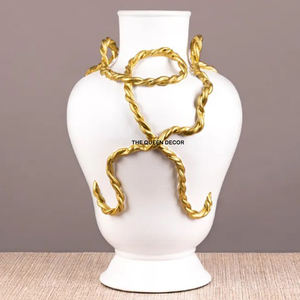 แจกันตกแต่งโต๊ะสำหรับบ้านและสำนักงาน สำหรับงานแต่งงาน แจกันดอกไม้โลหะชุบทอง ดีไซน์ทันสมัย ทำด้วยมือ - Product Image 2