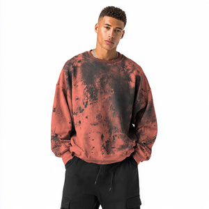 Sweat-shirts OEM pour hommes à col rond et manches longues, coupe ample, délavés à l'acide et au délavage à la pierre - Product Image 4