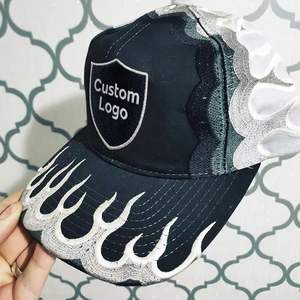 Casquettes de baseball ajustées unisexes personnalisées avec broderie 3D en relief, sportives, 100% coton, logo flamme, snapback - Product Image 1