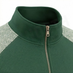 Men's Green <b>Track</b> Suit Full Zip Stand Collar Sporty Style Breathable Polyester Tracksuit With Side Pockets Autumn Wear - Product Image 4