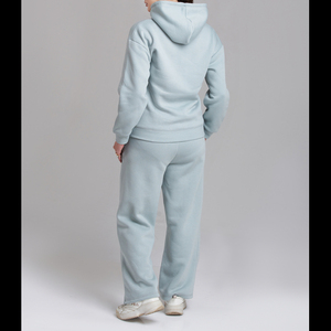 Survêtement à capuche en polaire écologique bleu clair pour femme, manches longues, coupe classique, décontracté, pour l'automne, en polyester/coton, poids moyen - Product Image 6