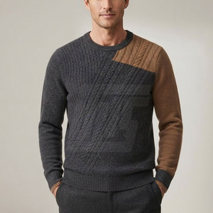 Pull-over en tricot léger pour homme, tissu doux et chaud, vêtements décontractés d'hiver, poignets côtelés et col rond - Product Image 3