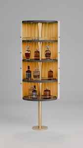 Argmac Axis Custom Solid Wood Spinning Modern Home <b>Bar</b> Cabinet with Stainless Steel Handles 5+ Compartments Premium Wine Storage - Product Image 3