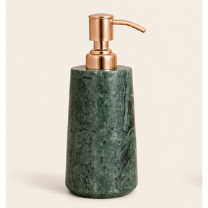 Distributeur de savon de luxe en marbre vert pour salle de bain et hôtel, flacon pompe à lotion liquide avec finition métallique dorée polie - Product Image 1