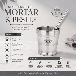 Wholesale Supplier Stainless Steel Mortar & Pestle Heavy Duty Spice <b>Herb</b> <b>Grinder</b> Kitchen Crusher Ayurvedic Mixing Bowl - Product Image 3