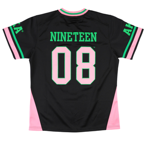 เสื้อฟุตบอลสีดำสำหรับผู้ชาย ปักลายเชนิลล์ สไตล์กรีก สำหรับชมรมนักกีฬา แขนสั้น ระบายอากาศได้ดี ผ้าตาข่าย สไตล์สปอร์ต - Product Image 2