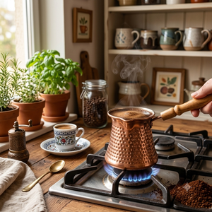 Handmade Black Copper Turkish Coffee Pot Cezve Ibrik Wooden Handle Arabic Greek Espresso Coffee <b>Maker</b> Milk Warmer Gift Pot - Product Image 2