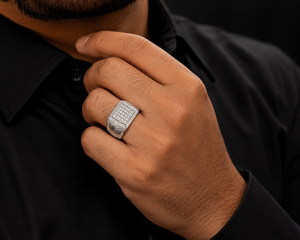 <b>Men</b> Diamond <b>Ring</b> Princess Cut Square Cluster Luxury Statement Jewelry Everyday Wear OEM ODM Fine Jewelry Manufacturer - Product Image 4