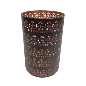 Support votif de cylindre noir moderne fabriqué à la main en aluminium décoratif pour la maison - Product Image 1