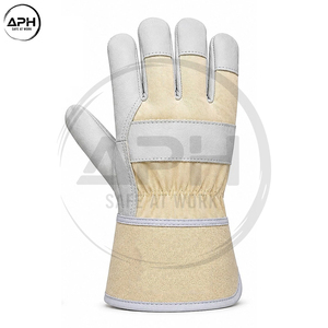 Gants de travail blancs en crème avec manchette en toile allongée, paume lisse, sangle de poignet réglable, prix usine, gants de protection pour les mains - Product Image 2