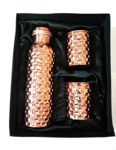 Ensemble de 2 verres à gobelet en cuivre émaillé vintage Capacité de 0,5 L et 5L avec couvercle pour eau chaude et froide Applicable directement - Product Image 6