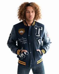 Custom Men Varsity <b>Jacket</b> <b>Vintage</b> Letterman <b>Jacket</b> with Chenille Patches Embroidery Leather Sleeves Unisex Baseball <b>Bomber</b> - Product Image 1