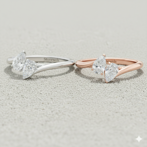 Stonewels Toi et Moi การตั้งค่าเพชรรูปลูกแพร์ที่ปลูกในห้องทดลองสำหรับการรับรองแหวนลูกแพร์สีทองจูบ - Product Image 2