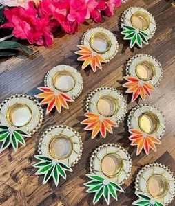 Lotus Tea Light Holder Potli Bag Ecológico Festivo Pooja Favor Diwali Boda Inauguración DE LA CASA Regalo de devolución corporativo Navidad - Product Image 4