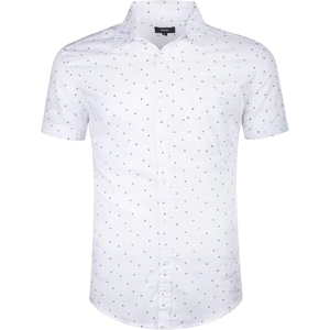 Camisa de vestir de manga corta de corte regular para hombre, camisa informal con botones y estampado único para verano, vacaciones, playa y uso diario - Product Image 1