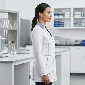 Polyester Spandex Women Medical Lab <b>Coat</b> – Full-Length Doctor <b>Coat</b>, Clinic & Hospital Uniform, Regular Fit - Product Image 4
