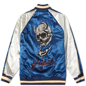 <b>Men's</b> Black Velvet Bomber Jacket <b>Gothic</b> Skull Embroidery Back Print Stand Collar Regular Fit Winter Style Satin Lining - Product Image 6