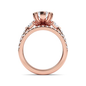 Superbe bague de fiançailles en or rose 10K avec diamants de laboratoire taille marquise, forme cerf-volant et diamants ronds, 2,96 CTW - Product Image 2