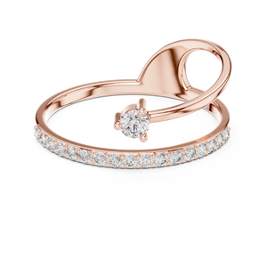 Anillo minimalista de oro amarillo macizo de 14k con diamante de corte redondo y banda de forma abierta para mujer, ideal para compromiso, aniversario o regalo de boda. - Product Image 6